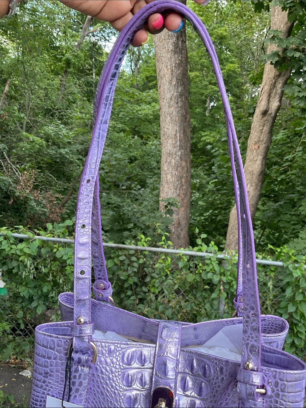 Brahmin Fiora SAMPLE Sheer Lavender Genuine Leather Shoulder Bag NWT - Picture 15 of 17